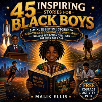 45 Inspiring Stories for Black Boys: 3-Minute Bedtime Stories to Build Confidence, Courage, and Growth Mindset: Includes Reflection Questions for Kids Ages 6–8