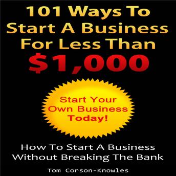 101 Ways To Start A Business For Less Than $1,000: How To Start A Business Without Breaking The Bank (Business Plans, Stories and Strategies From Startup Entrepreneurs)