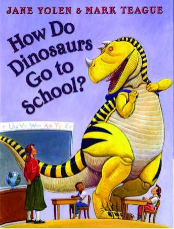 How do dinosaurs go to school?